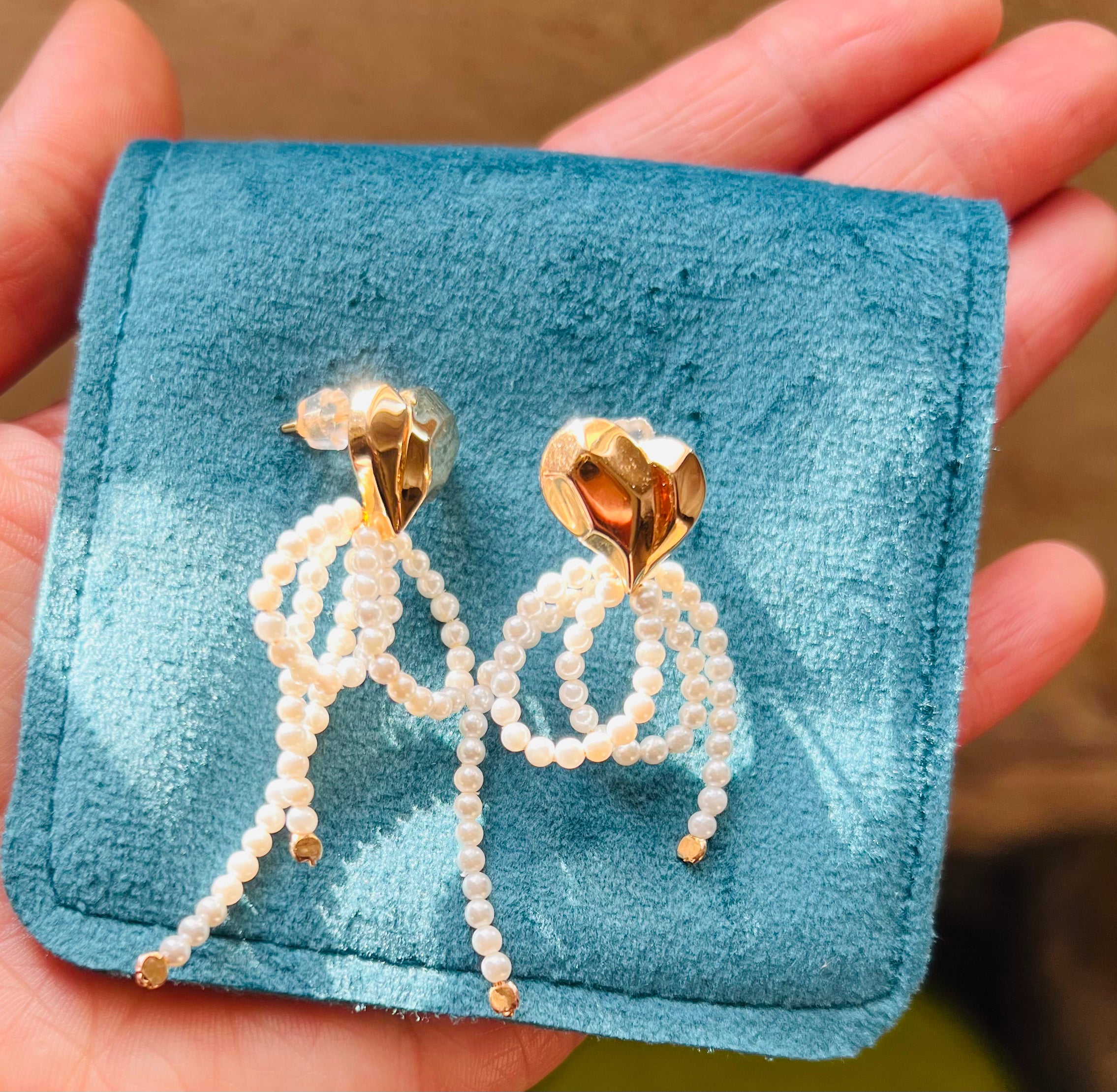 Boucle d'oreilles perle argent or 18k