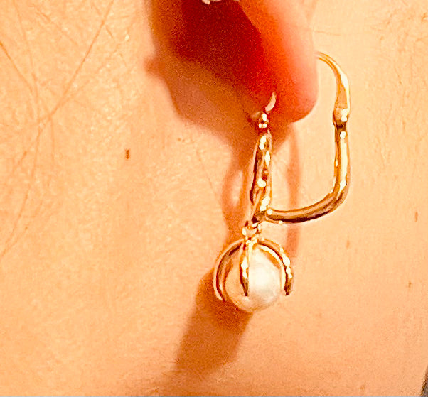 Boucle d'oreilles perle argent or 18k