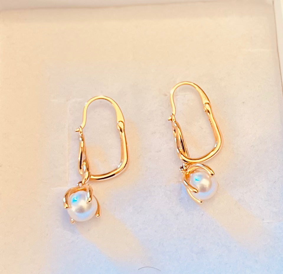 Boucle d'oreilles perle argent or 18k